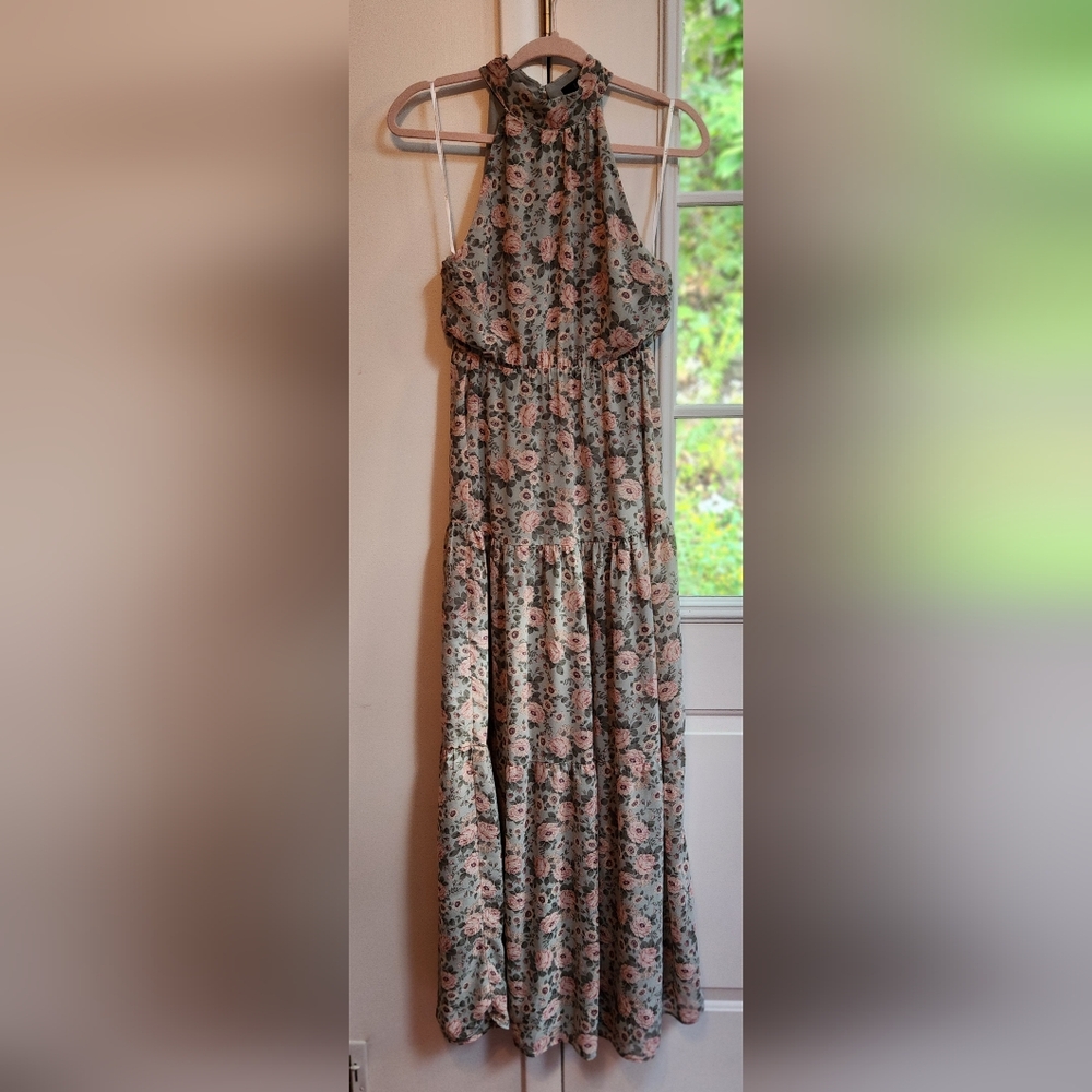 Lulu's Floral Halter Neck Maxi Dress